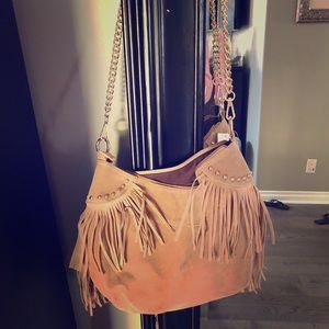 Hoxis Tassel Faux Suede Leather Hobo